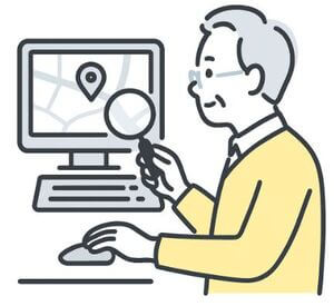 컴퓨터로-교육장을-찾아보는-모습