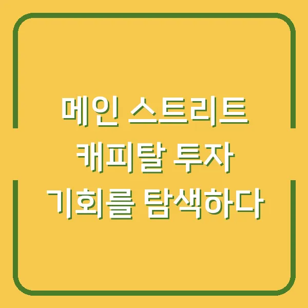 메인 스트리트 캐피탈 투자 기회를 탐색하다