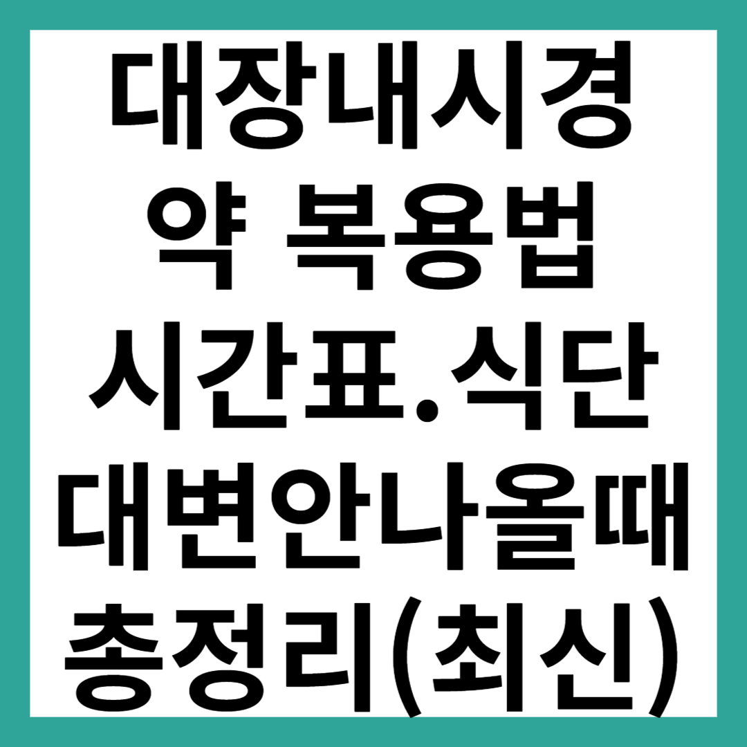 대장내시경 약 복용법
