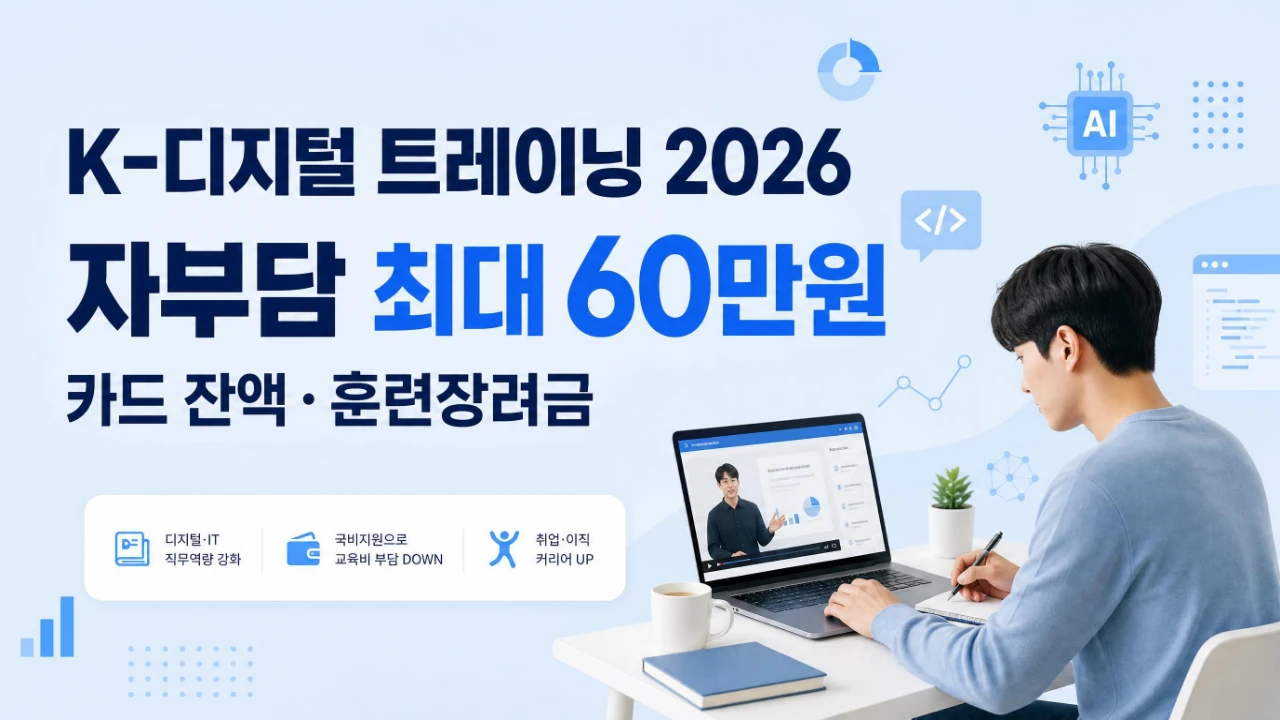 2026 K-디지털 트레이닝 자부담 최대 60만원과 내일배움카드 기준