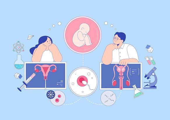 아이를 가지기 위해 엄마와 아빠가 함께 노력하는 사진