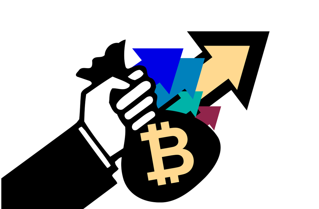 비트코인 주머니를 쥐고 있는 손