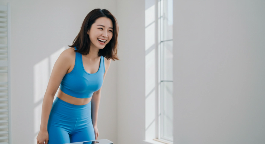 목표 체중을 달성한 후 웃는 한국인 여성