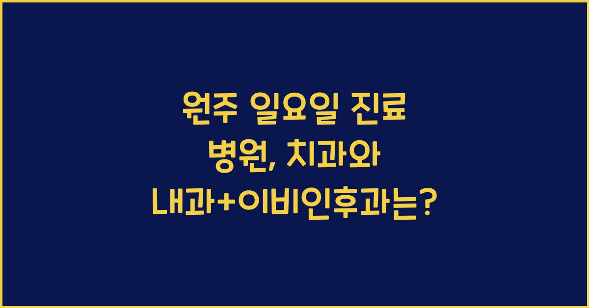 원주 일요일 진료 병원 치과 내과 이비인후과