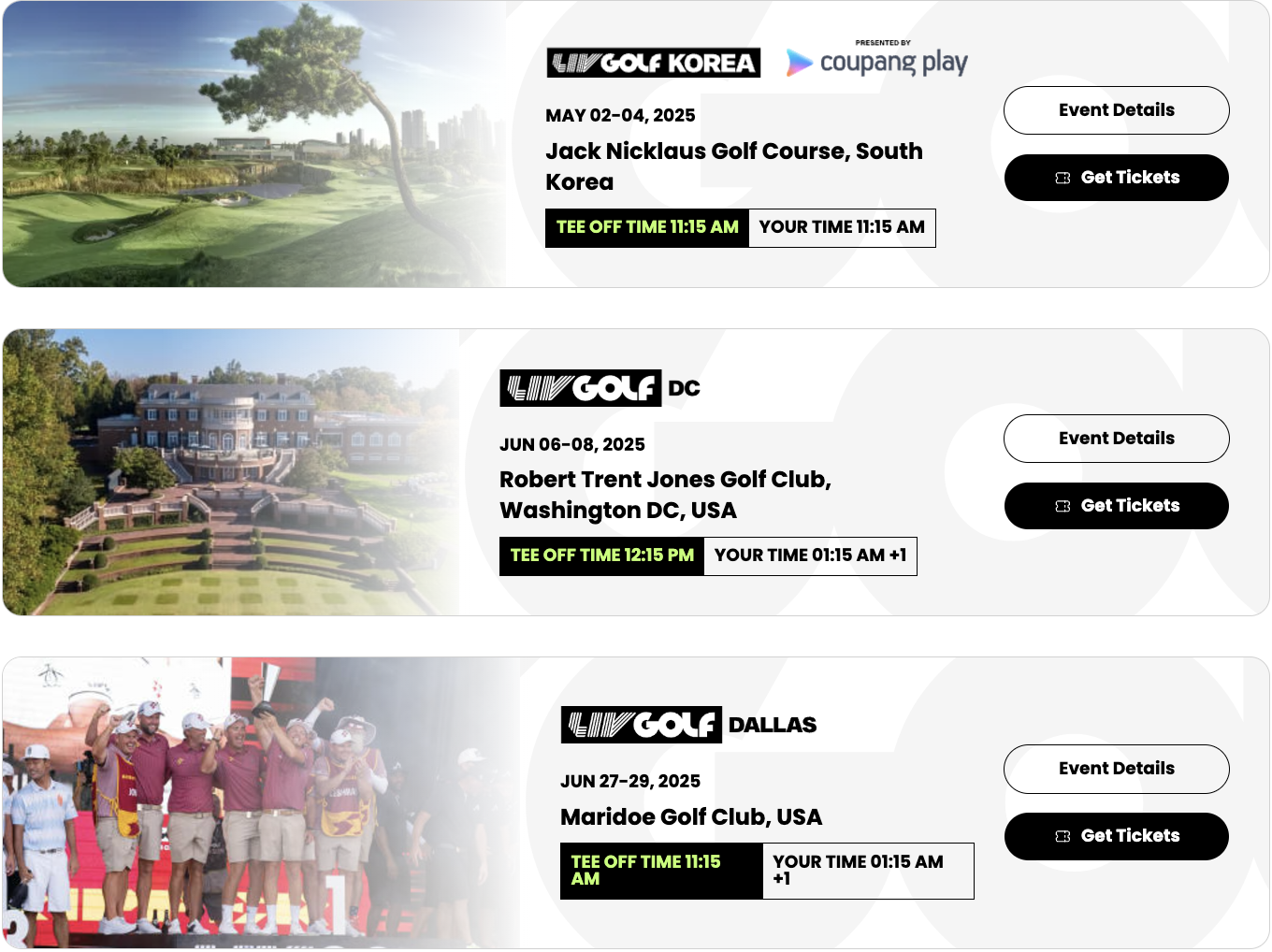 2025시즌 LIV골프 경기일정