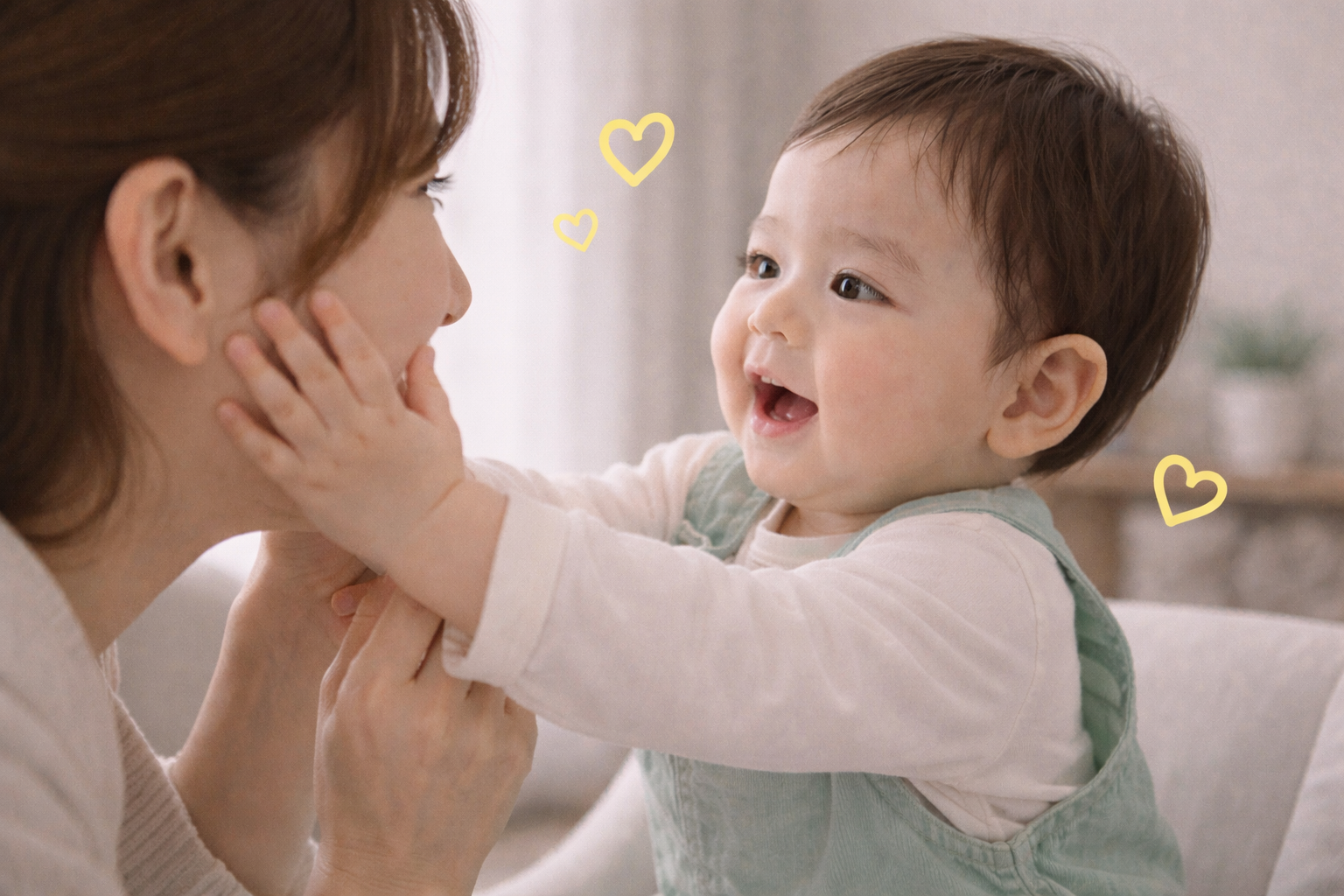 영아전환기 보호자 얼굴과 상호작용에 집중하는 아기 모습