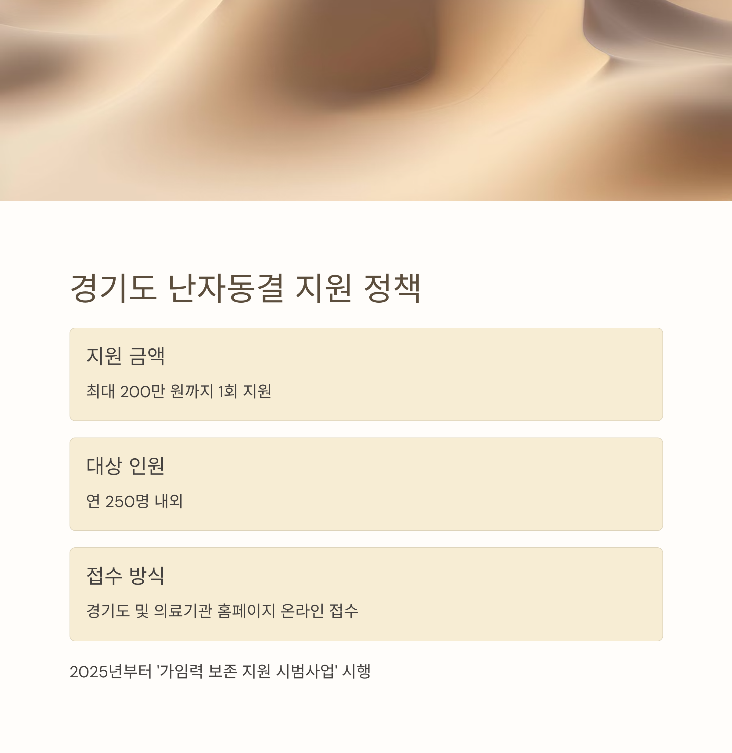 난자동결 시술비 지원 – 경기도 정책 개요 요약