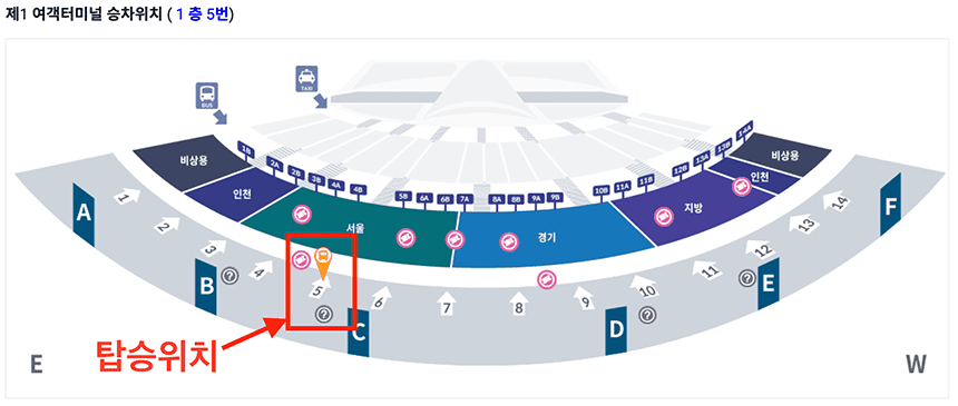 6005번-공항버스-인천공항-제1터미널-탑승위치