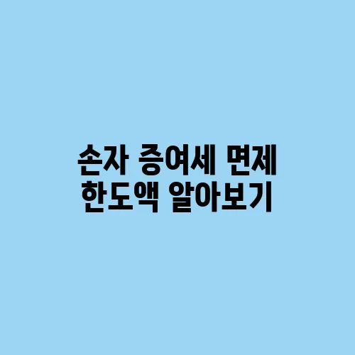 손자 증여세 면제 한도액 알아보기
