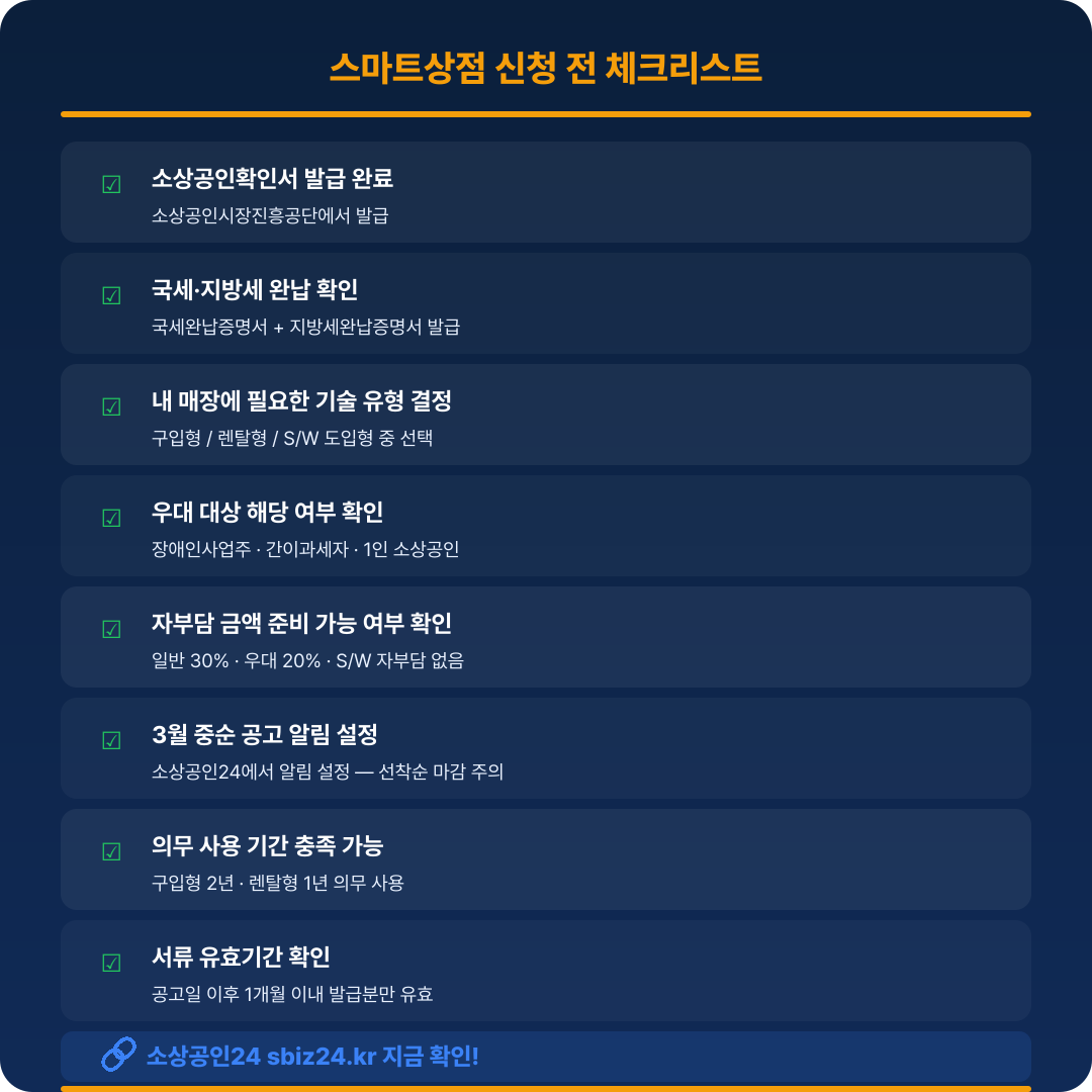 스마트상점 신청 전 체크리스트