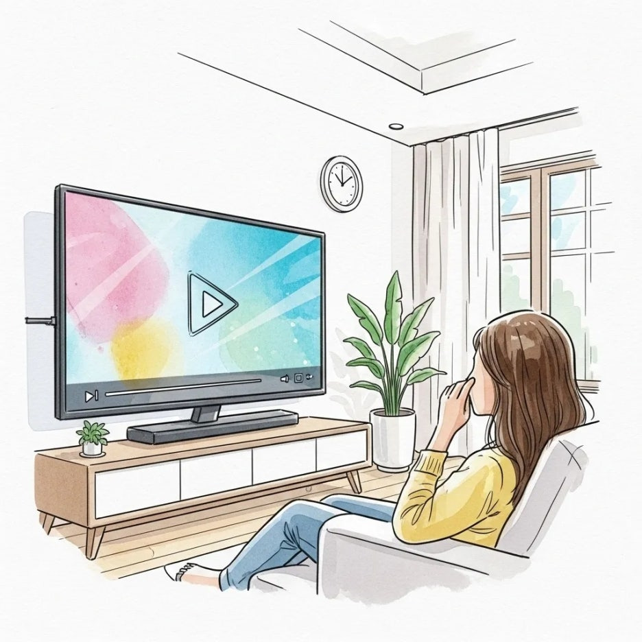 큰 화면으로 유튜브를 쾌적하게 시청하는 사람