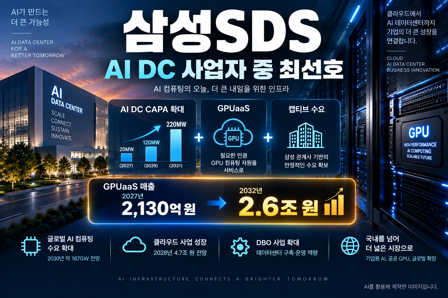 AI 데이터센터 220MW 확대와 GPUaaS 성장을 전망한 삼성SDS 기업분석