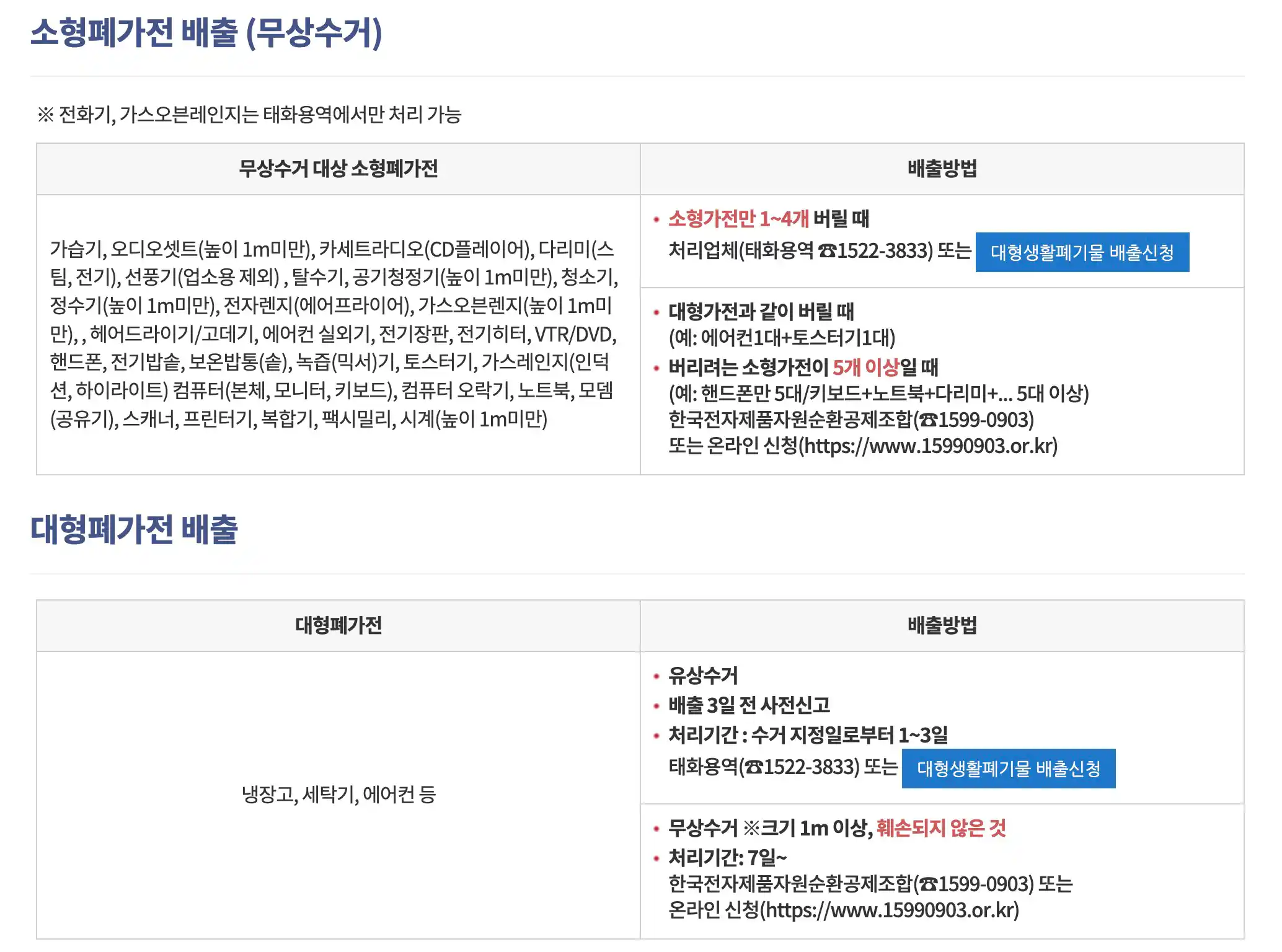 폐가전제품 무상 수거