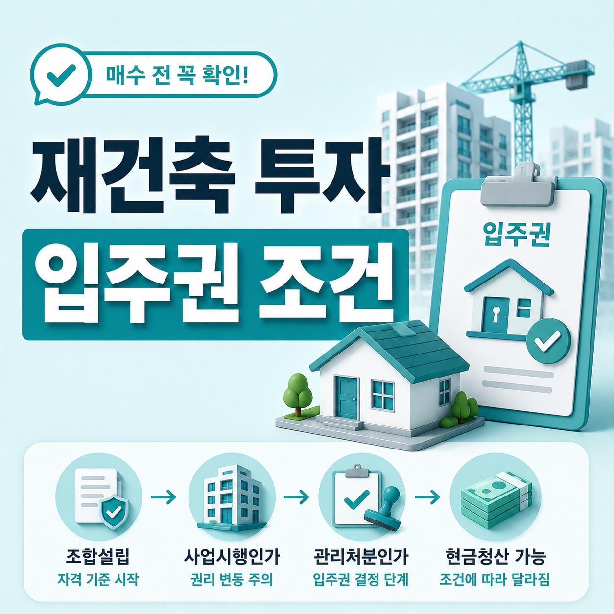 재건축 조합 단계별 입주권 및 조합원 자격 기준 설명 이미지