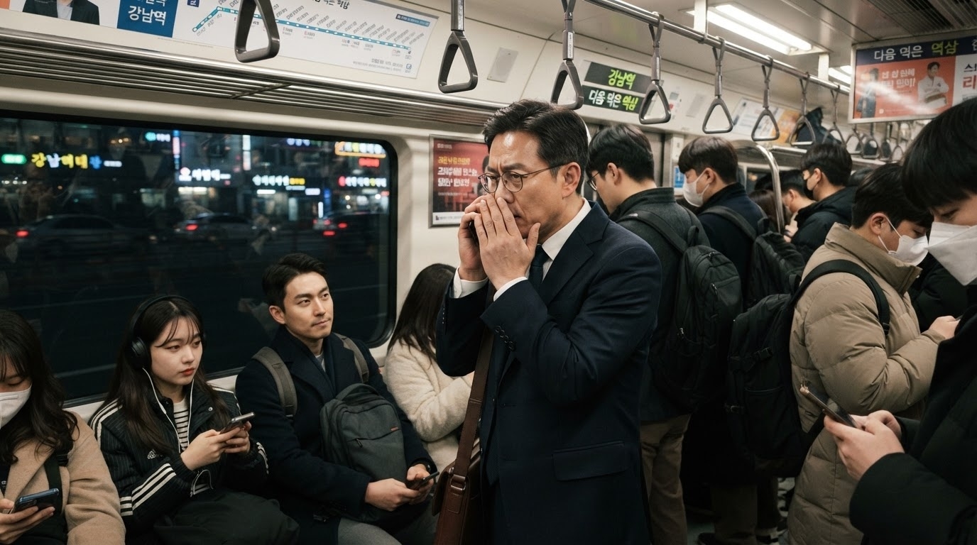Talking loudly on the subway isn't illegal, but the social pressure against it is very real