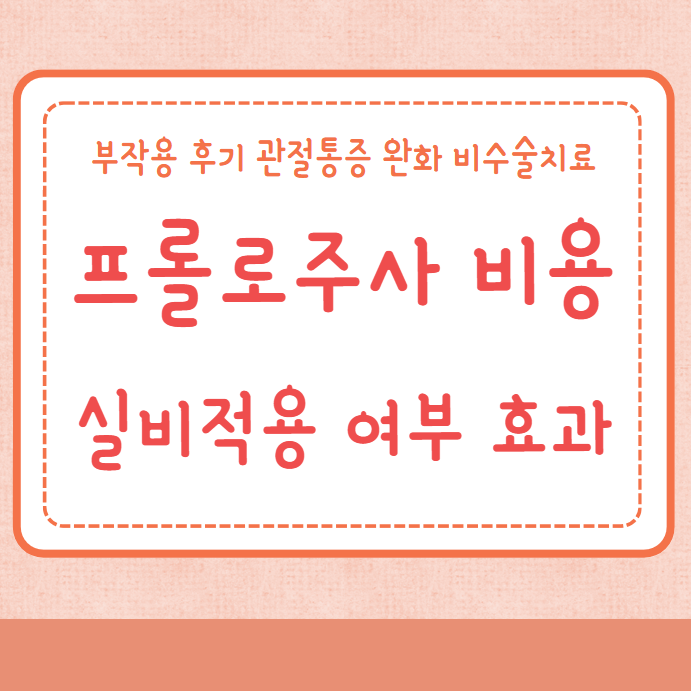 프롤로주사 비용 실비적용 여부 효과