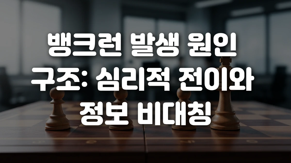 뱅크런 발생 원인 구조 심리적 전이와 정보 비대칭