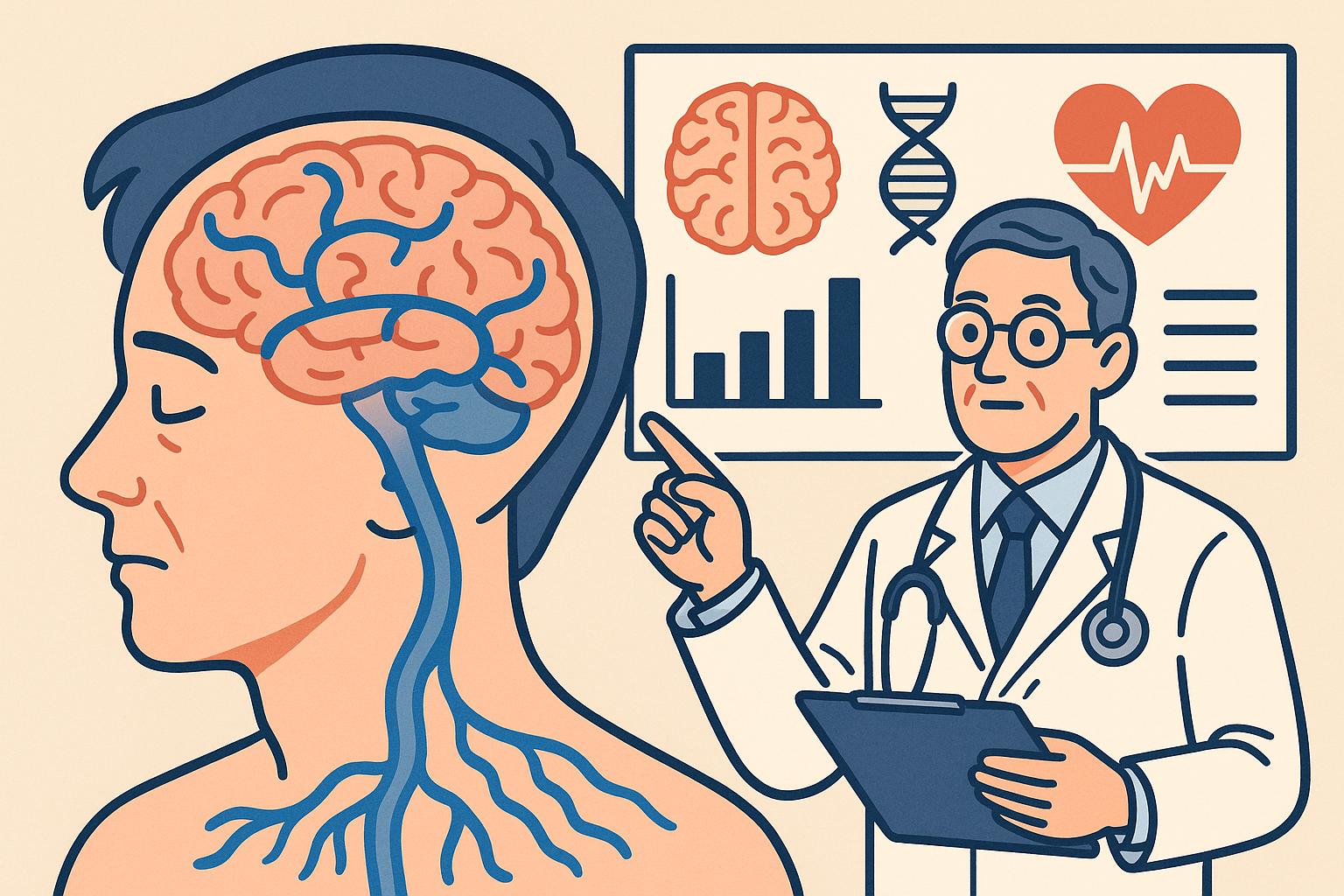 수면에 대해 연구하는 의료진의 모습 이미지 만화체 그림