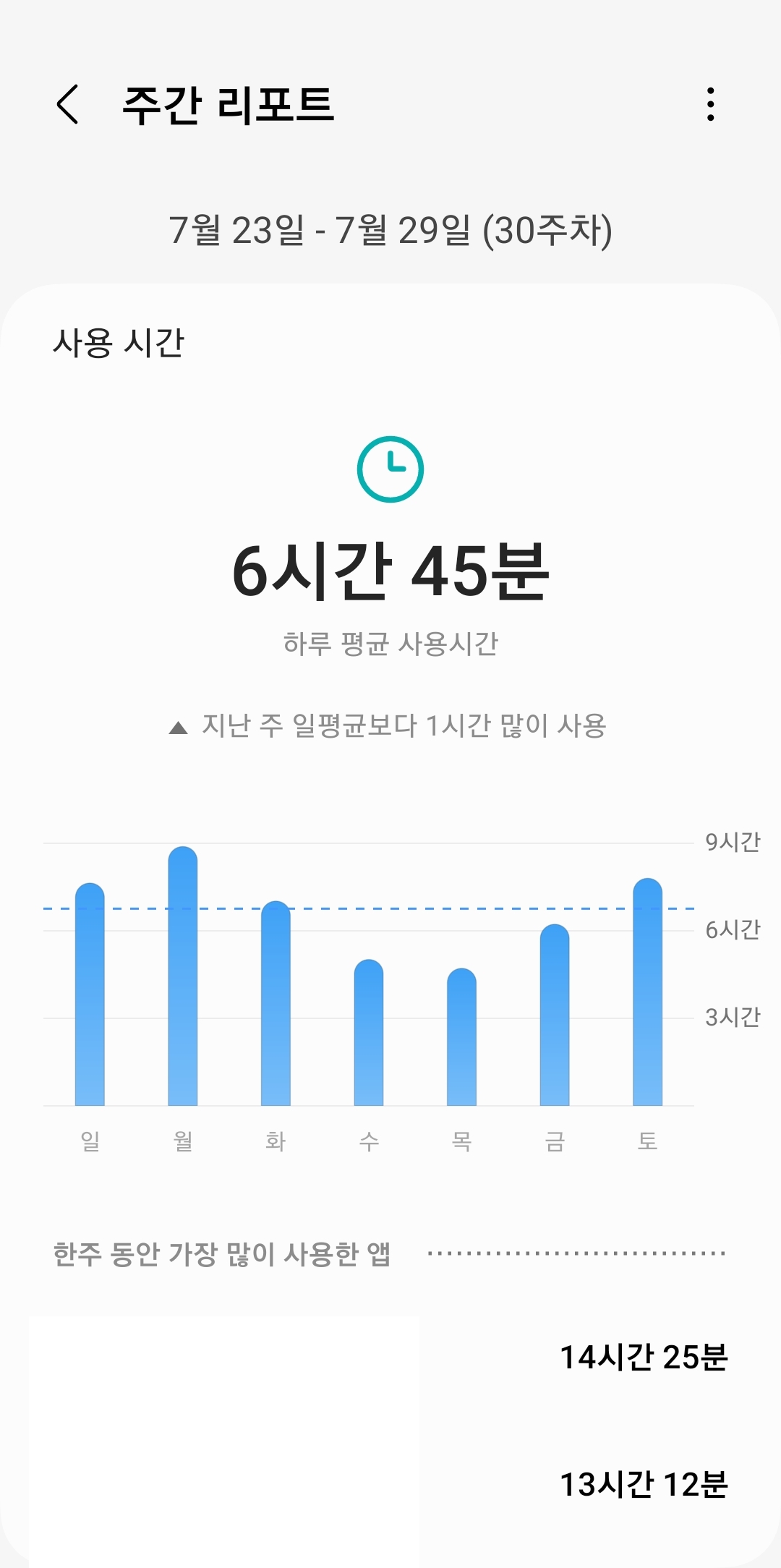 앱 타이머 설정 화면