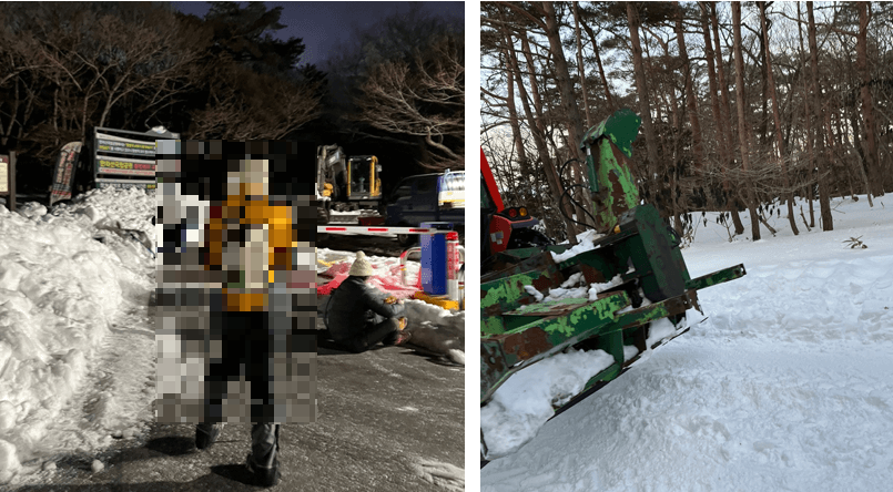 올가는길-눈이-많이-쌓여-치우는-크레인