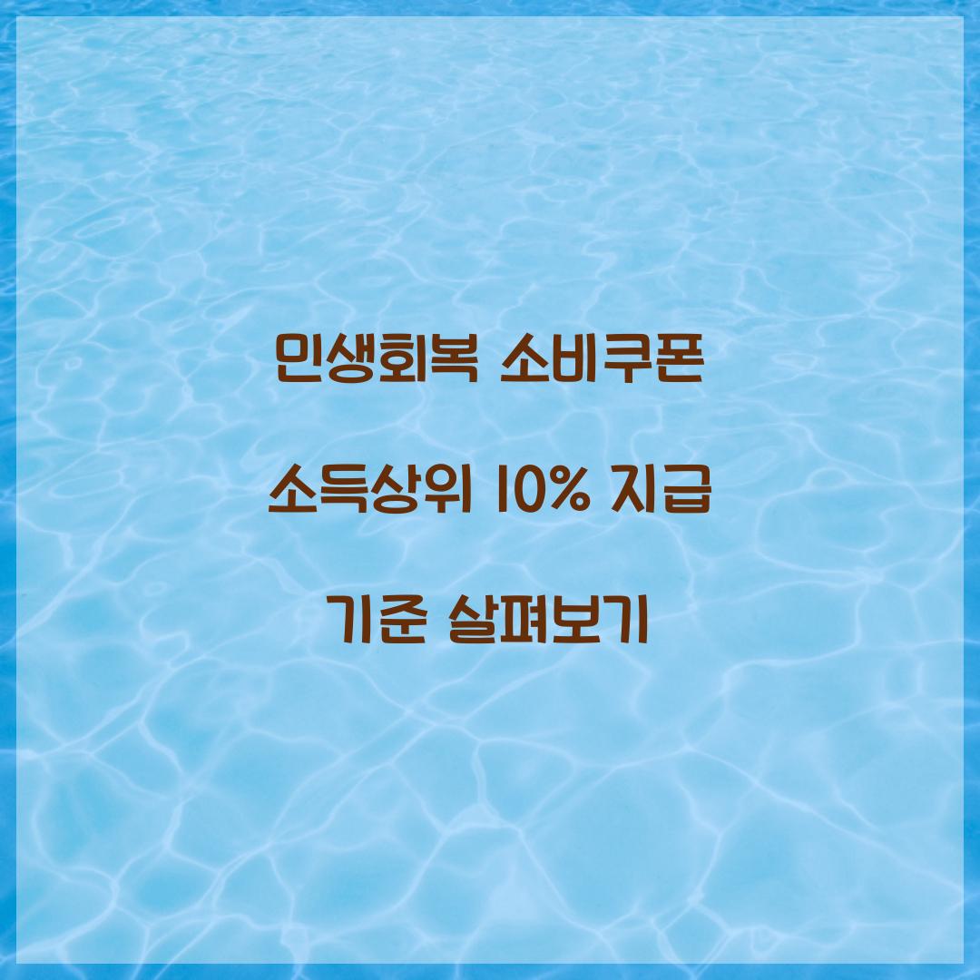 민생회복 소비쿠폰 소득상위 10%
