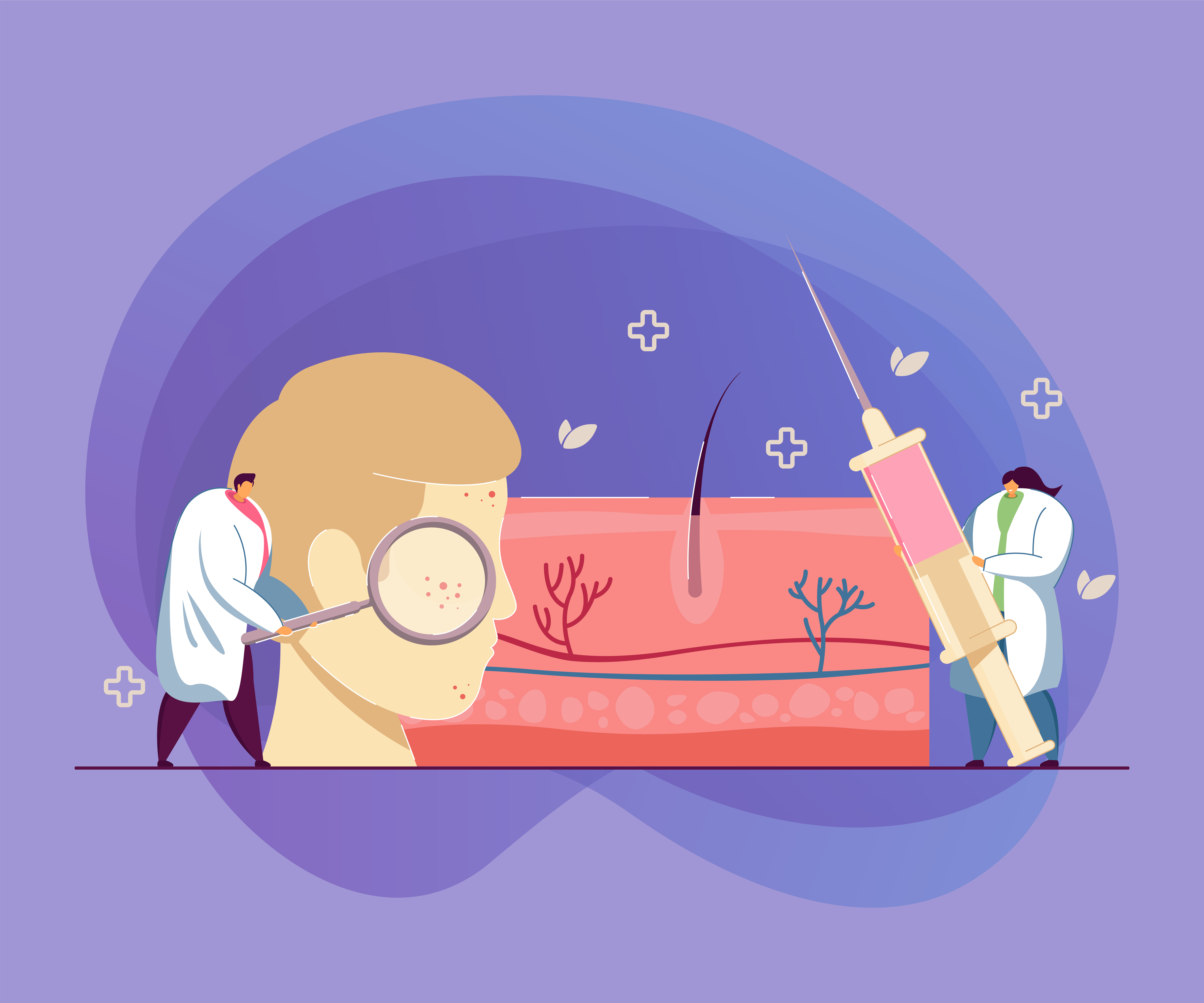 각질층과 피부 장벽 변화를 관찰하는 피부 단면 구조 일러스트