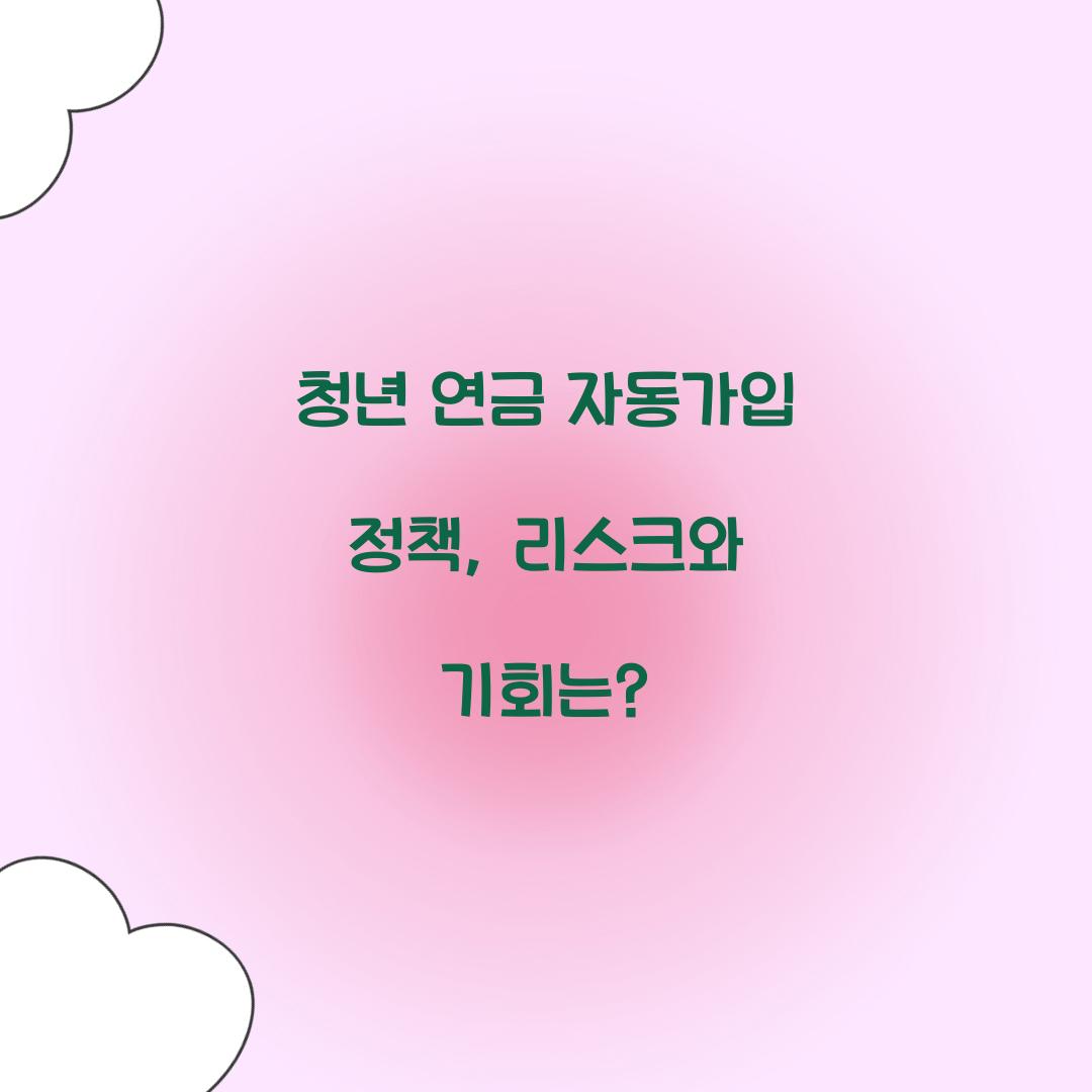 청년 연금 자동가입 정책