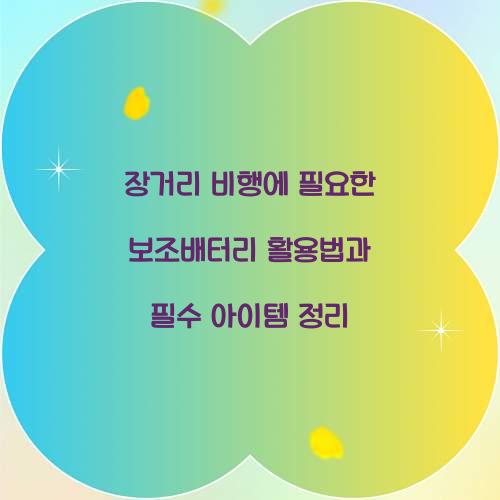 장거리 비행에 필요한 보조배터리 활용법