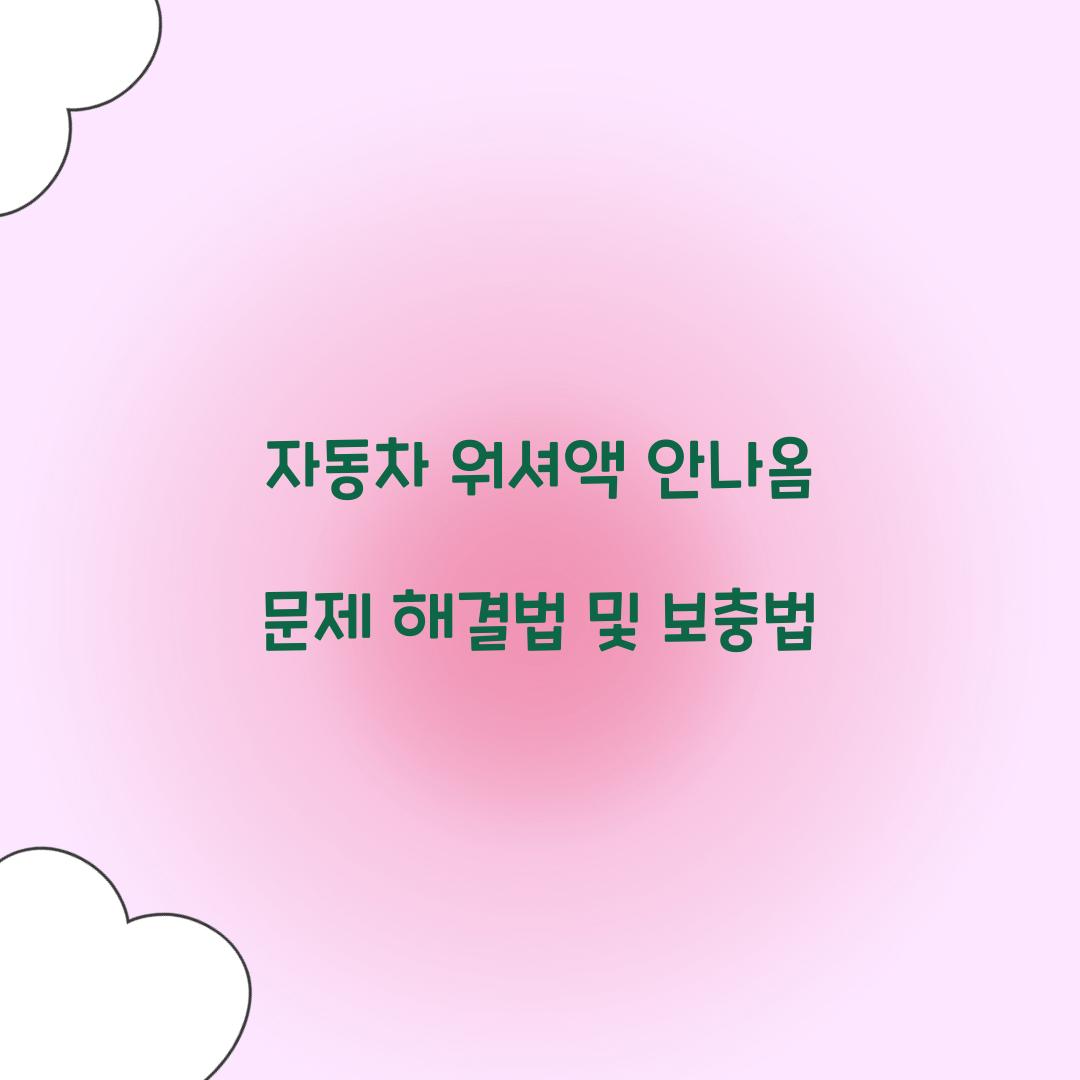 자동차 워셔액 안나옴