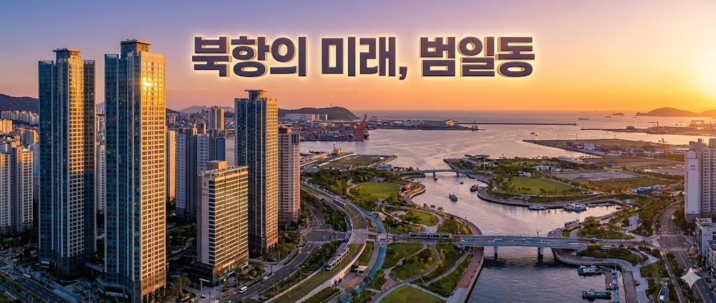 부산항 북항 재개발 2단계와 자성대 부두의 미래 조감도, 범일동 고층 빌딩 스카이라인과 어우러진 썸네일