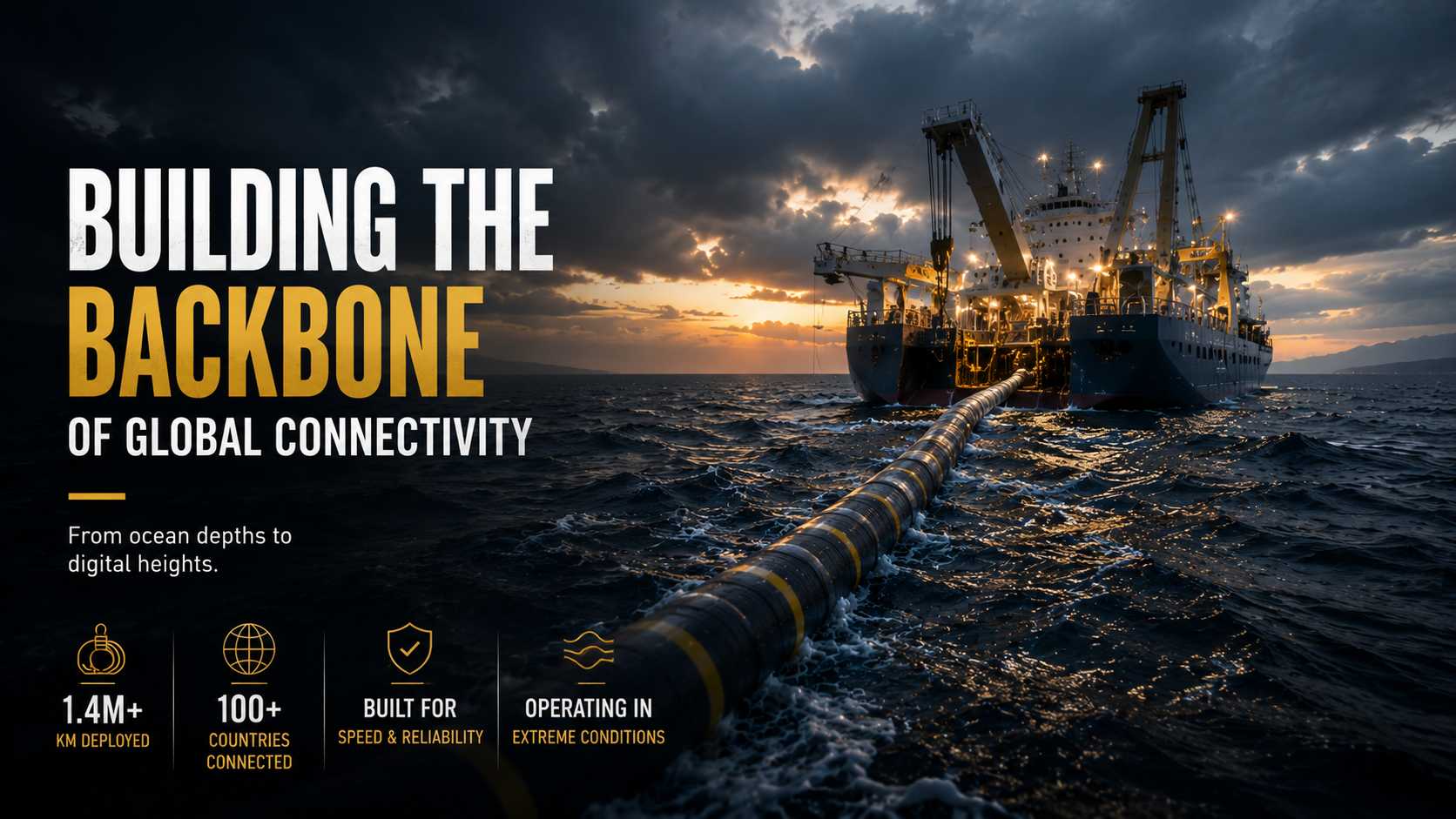 Cable-laying ship constructing global undersea internet infrastructure