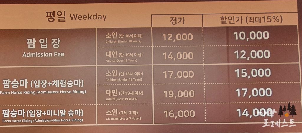 안성 팜랜드 요금