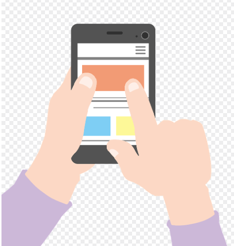 핸드폰으로 작업하는 그림