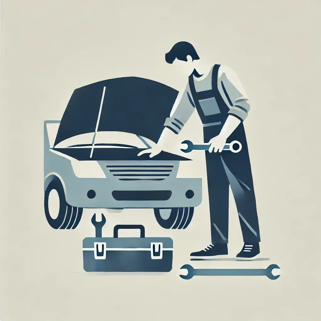 차량 점검을 수행하는 남자의 모습