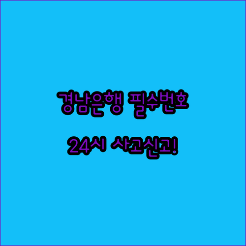 경남은행 고객센터 전화번호 사고 신고..