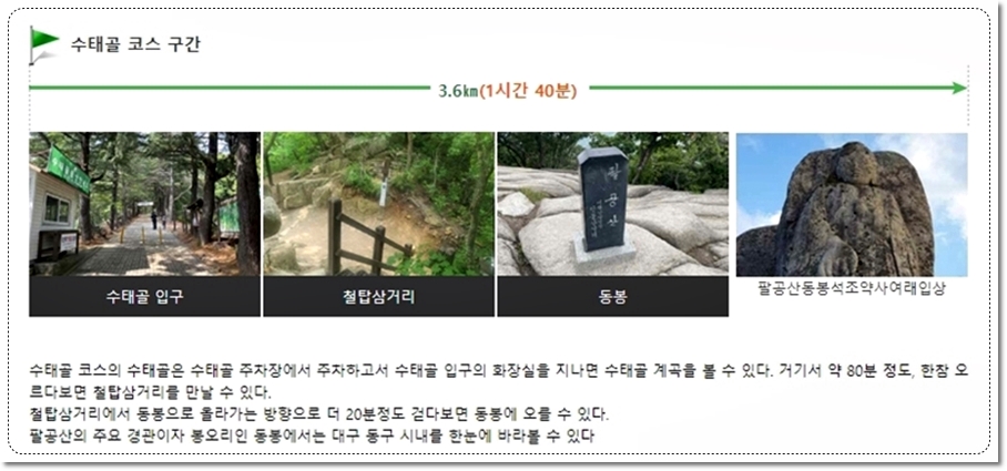 팔공산 등산코스 갓바위집단시설지구 갓바위 인봉 동봉 동학사 코스 및 동화사 최산코스 알아보기