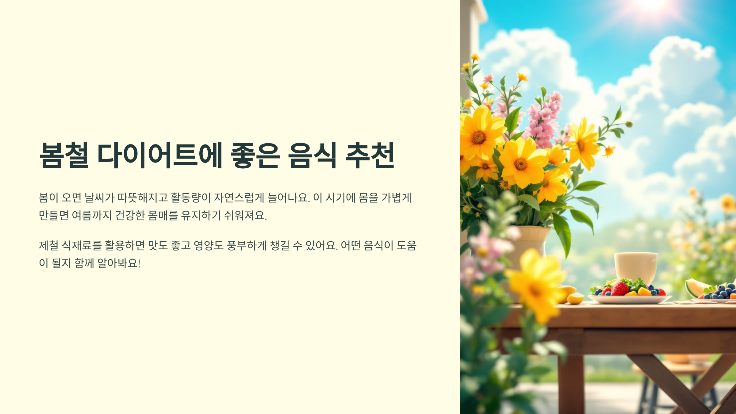 봄철 다이어트에 좋은 음식 추천!