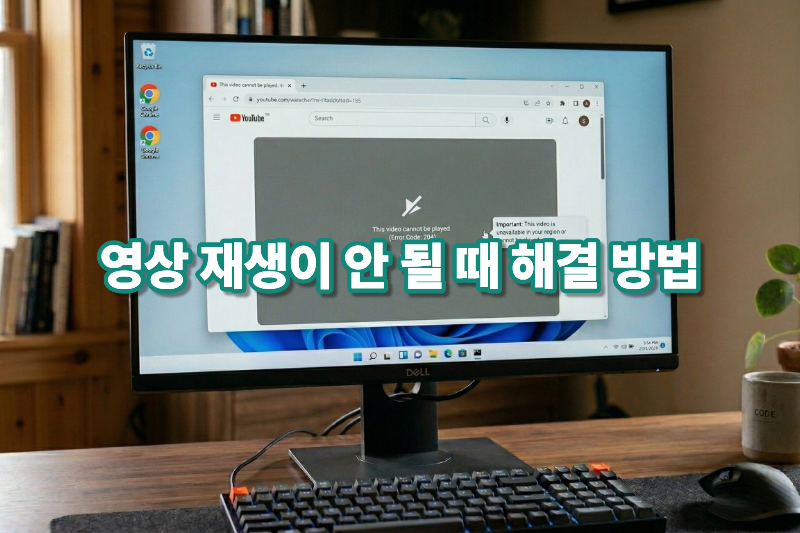 영상 재생이 되지 않는 컴퓨터 화면 오류