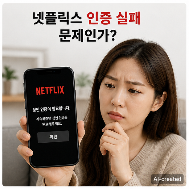 넷플릭스 성인인증 안됨 상황에서 앱에서 반복 실패하는 화면