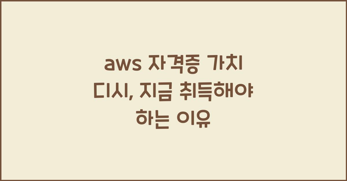 aws 자격증 가치 디시