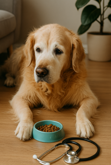 휴식을 취하고 있는 노령견