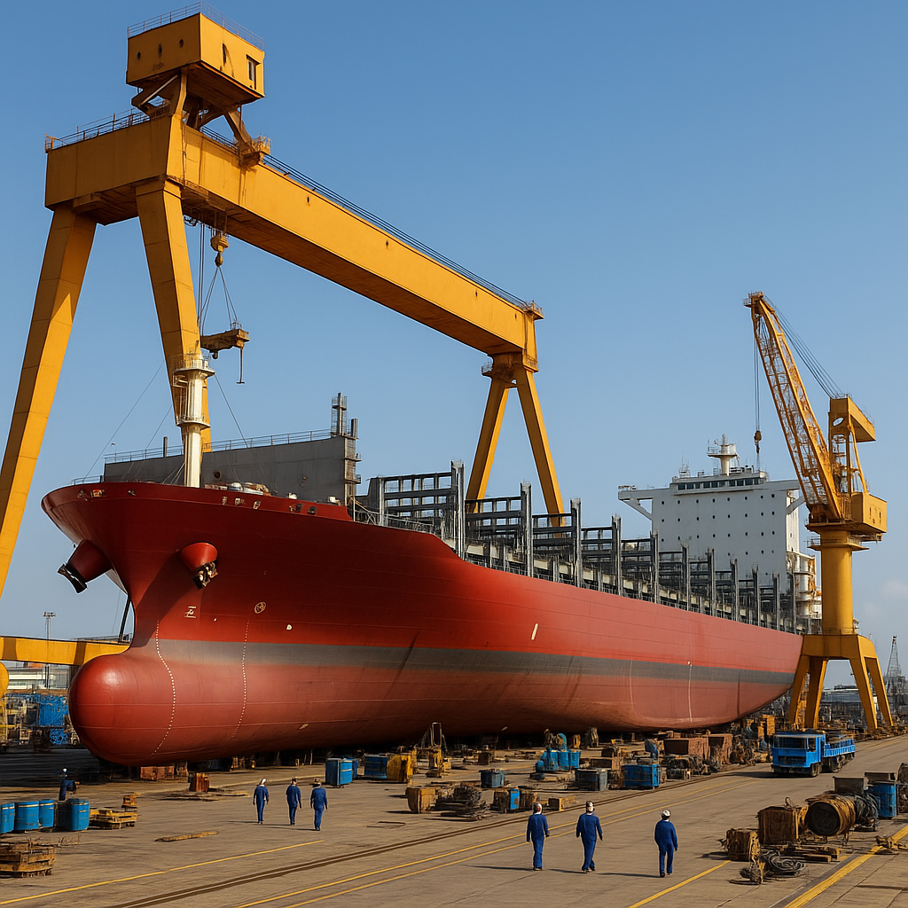 선박 건조 현장 또는 조선소 이미지