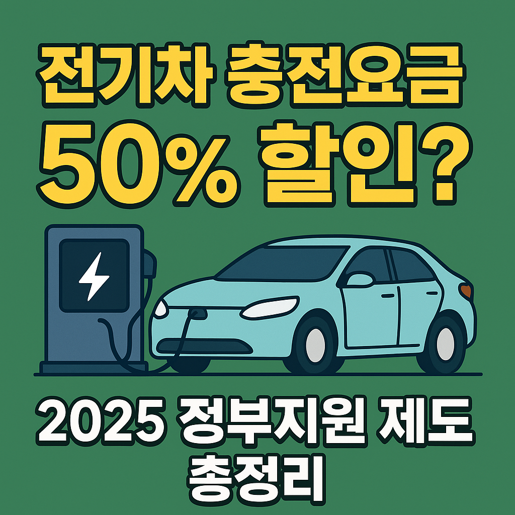 2025 전기차 충전요금 50% 할인 제도 안내 썸네일 - 정부지원 제도 총정리
