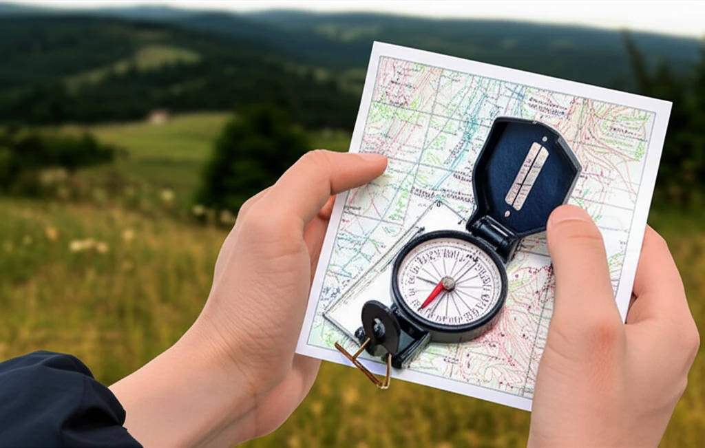 야외 생존 나침반 사용법과 지도 정치..