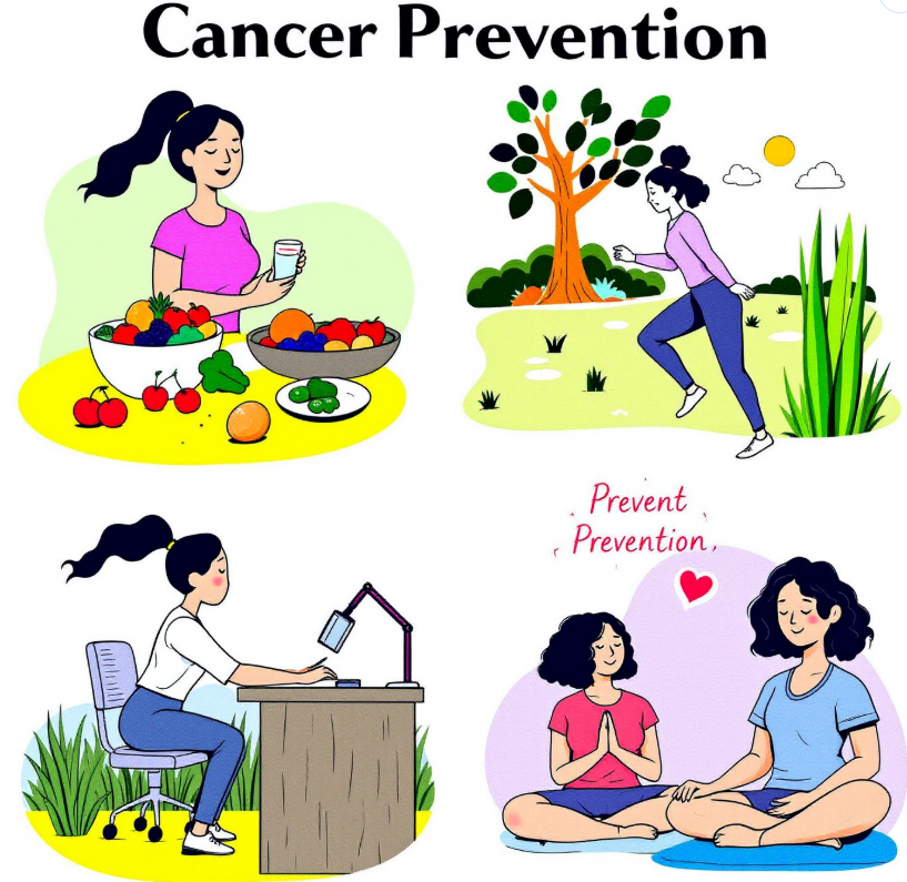 여성암 예방을 실천하는 여성의 그림