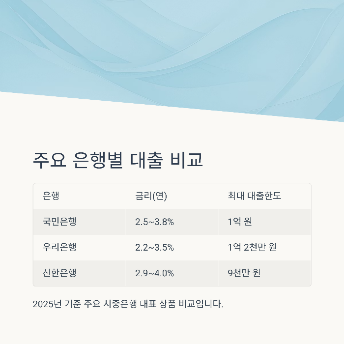 주요 은행별 대출 비교