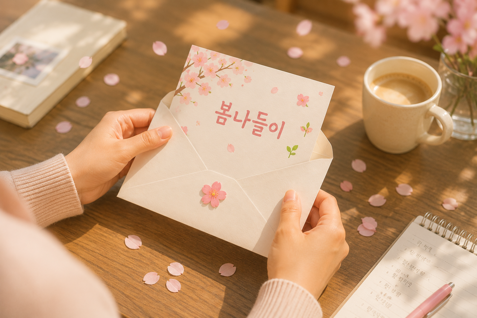 봄날의 따스한 테이블 풍경