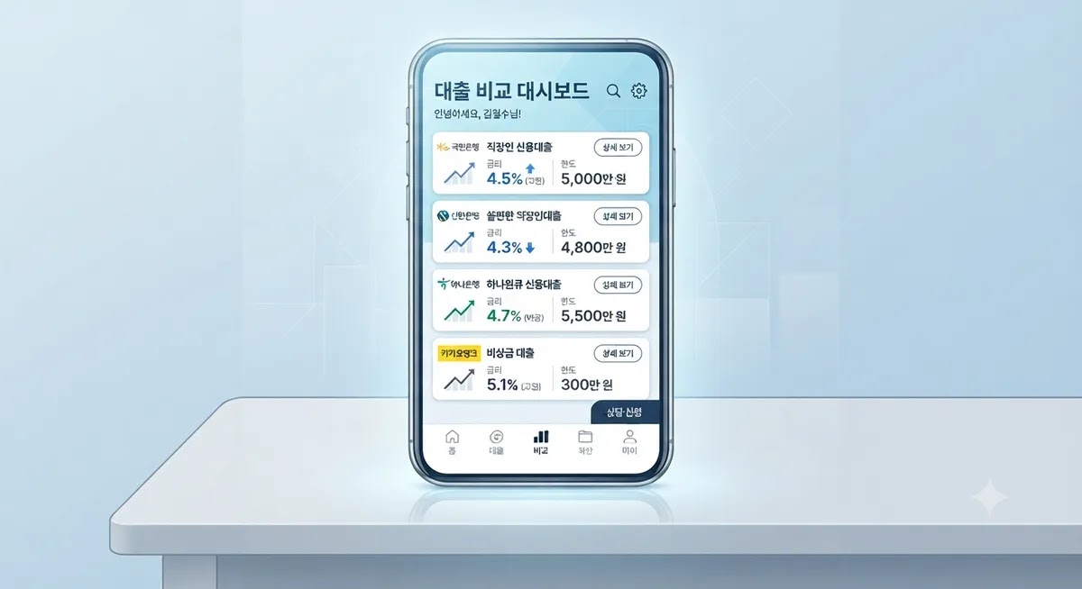 모바일 대환대출 플랫폼 이자 비교 및 DSR 한도 계산