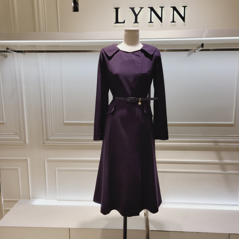 린 LYNN L523 플랫 카라 플레어 원피스 BK LGOPLJ9400
