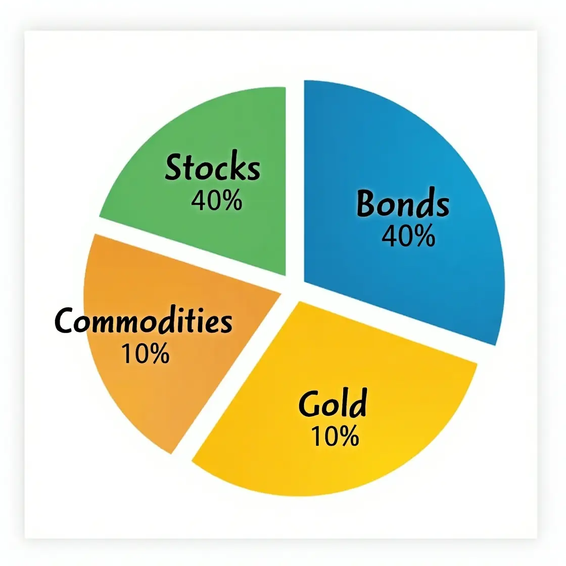 A pie chart illustrating a diversified investment portfolio